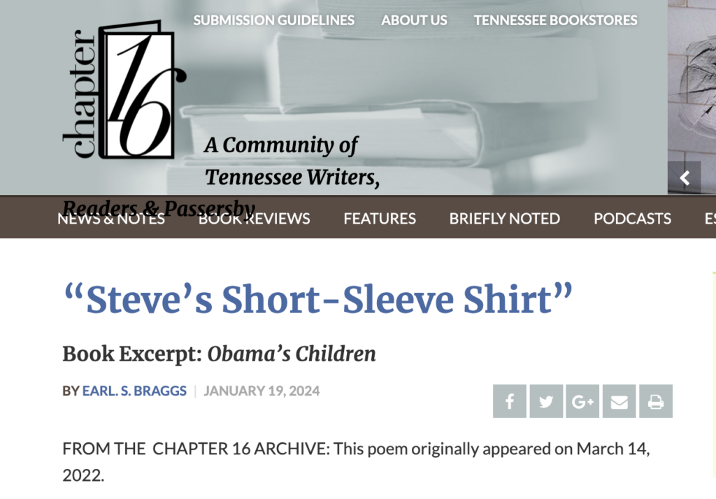a screen capture showing that "Steve's Short-Sleeve Shirt" appears on Chapter 16's website.